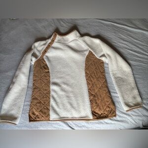 Cozy White and Tan Sherpa Pullover